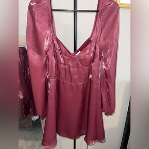 Elegant Burgundy Long Sleeve Dress